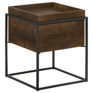 Coaster Ondrej Square Wood Accent Table with Removable Top Tray, Dark Brown/Gunmetal
