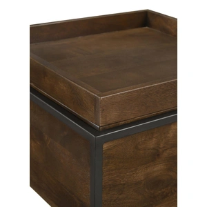 Coaster Ondrej Square Wood Accent Table with Removable Top Tray, Dark Brown/Gunmetal