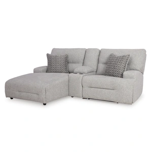 Ashley Furniture Acklen Place 3-Piece Polyester Power Reclining Sectional Sofa w/LAF Chaise & Console, Pewter