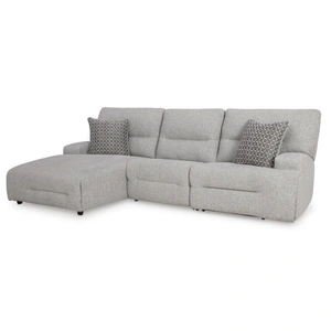 Ashley Furniture Acklen Place 3-Piece Polyester Power Reclining Sectional w/LAF Chaise, Pewter