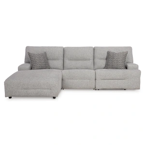 Ashley Furniture Acklen Place 3-Piece Polyester Power Reclining Sectional w/LAF Chaise, Pewter