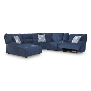 Ashley Furniture Acklen Place 6-Piece U-Shaped Polyester Power Reclining Sectional w/LAF Chaise, Navy