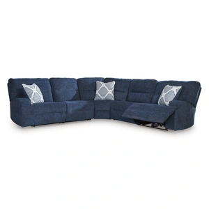 Ashley Furniture Acklen Place 5-Piece L-Shaped Polyester Power Reclining Sectional, Navy