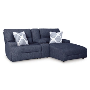 Ashley Furniture Acklen Place 3-Piece Polyester Power Reclining Sectional Sofa w/RAF Chaise & Console, Navy
