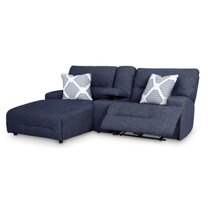 Ashley Furniture Acklen Place 3-Piece Polyester Power Reclining Sectional Sofa w/LAF Chaise & Console, Navy