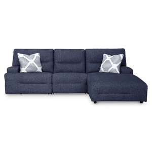 Ashley Furniture Acklen Place 3-Piece Polyester Power Reclining Sectional Sofa w/RAF Chaise, Navy