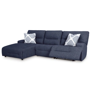 Ashley Furniture Acklen Place 3-Piece Polyester Power Reclining Sectional Sofa w/LAF Chaise, Navy