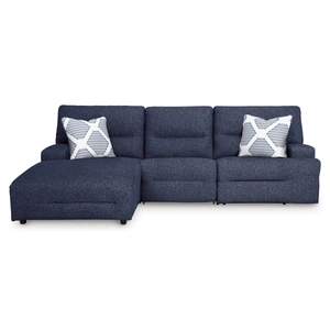 Ashley Furniture Acklen Place 3-Piece Polyester Power Reclining Sectional Sofa w/LAF Chaise, Navy