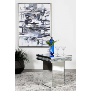 Coaster Elora Pedestal Square Top Mirrored Accent Table