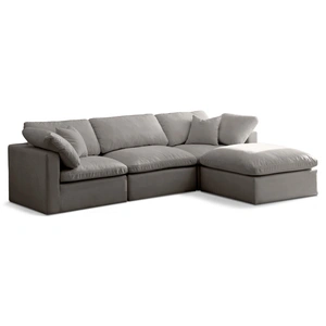 Meridian Furniture Plush 105-inch 4-Piece Velvet Standard Comfort Modular Sectional