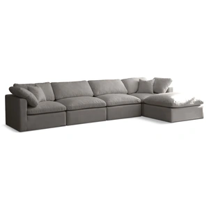 Meridian Furniture Plush 140-inch 5-Piece Velvet Standard Comfort Modular Sectional