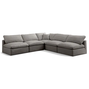 Meridian Furniture Plush 105-inch 5-Piece Velvet Standard Comfort Modular Armless Sectional