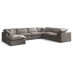 Meridian Furniture Plush 140-inch 7-Piece Velvet Standard Comfort Modular Sectional