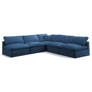Meridian Furniture Plush 105-inch 5-Piece Velvet Standard Comfort Modular Armless Sectional