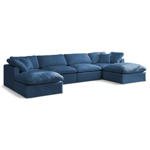 Meridian Furniture Plush 140-inch 6-Piece Velvet Standard Comfort Modular U-Shape Sectional