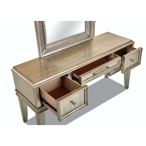 Klaussner Sophia Wood 3 Drawer Vanity Table w/Stool, Platinum