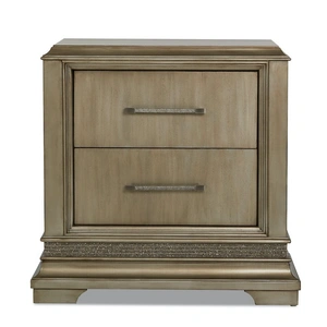 Klaussner Sophia Wood 2 Drawer Nightstand w/USB, Platinum