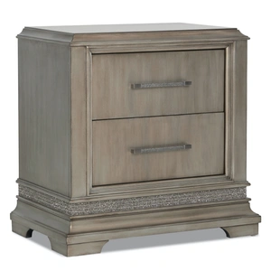 Klaussner Sophia Wood 2 Drawer Nightstand w/USB, Platinum