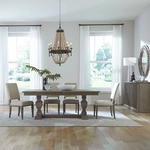 Liberty Furniture Westfield Extendable Trestle Dining Set | Traditional Wood, Havana Brown