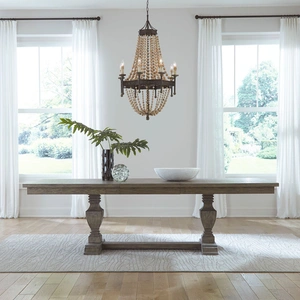 Liberty Furniture Westfield Rectangular Wood Extendable Trestle Dining Table, Havana Brown