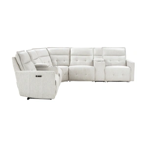 Homelegance Salida L-Shaped Polyester 7‑Piece Power Reclining Modular Sectional with Power Headrests, White