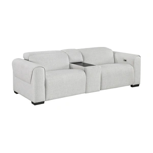 Homelegance McPherson Chenille Power Double Reclining Modular Loveseat with Center Console & Power Headrests, Cloud