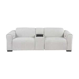 Homelegance McPherson Chenille Power Double Reclining Modular Loveseat with Center Console & Power Headrests, Cloud
