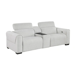 Homelegance McPherson Chenille Power Double Reclining Modular Loveseat with Center Console & Power Headrests, Cloud