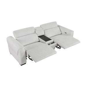 Homelegance McPherson Chenille Power Double Reclining Modular Loveseat with Center Console & Power Headrests, Cloud