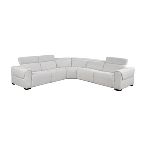 Homelegance McPherson L-Shaped Chenille 5‑Piece Power Reclining Modular Sectional with Power Headrests, Cloud