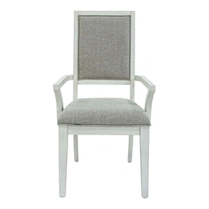 Liberty Furniture SM Mirage Fabric/Wood Dining Arm Chair, White/Gray (Set of 2)