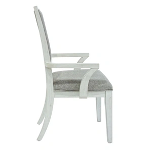 Liberty Furniture SM Mirage Fabric/Wood Dining Arm Chair, White/Gray (Set of 2)