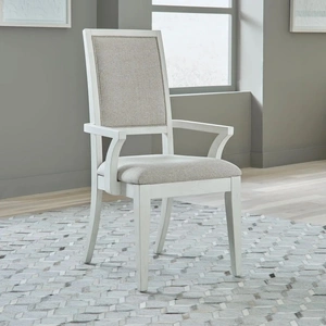 Liberty Furniture SM Mirage Fabric/Wood Dining Arm Chair, White/Gray (Set of 2)