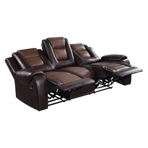 Homelegance Briscoe Leatherette Double Reclining Sofa, Light Brown/Dark Brown