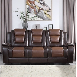 Homelegance Briscoe Leatherette Double Reclining Sofa, Light Brown/Dark Brown
