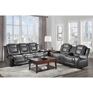 Homelegance Briscoe Leatherette Reclining Living Room Set, Light Brown/Dark Brown