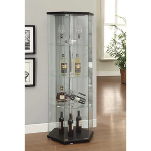 Coaster Zahavah 4-shelf Hexagon Shaped Glass Curio Cabinet, Clear/Black