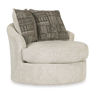 Ashley Furniture Soletren Polyester Swivel Accent Chair in Stone