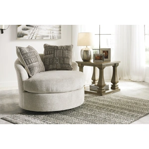 Ashley Furniture Soletren Polyester Swivel Accent Chair in Stone
