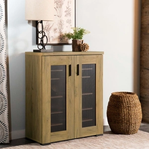 Coaster Bristol Accent Cabinet with Metal Mesh Door, Golden Oak