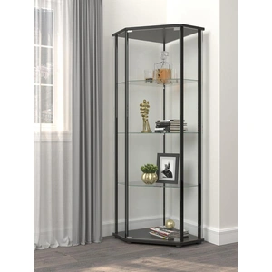 Coaster Zenobia Glass/Metal Curio Cabinet, Clear/Black