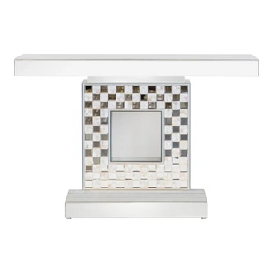 Coaster Claire Checkerboard Square Base Console Table in Mirror/Mother Of Pearl