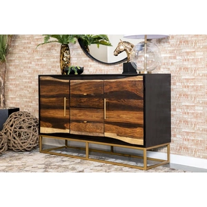 Coaster Zara 2-drawer Wood Accent Cabinet, Black Walnut/Gold