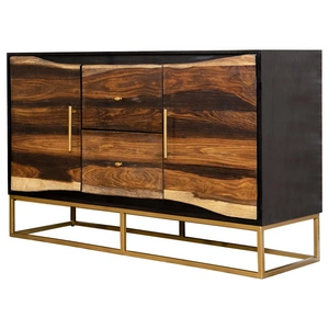 Coaster Zara 2-drawer Wood Accent Cabinet, Black Walnut/Gold