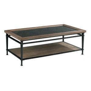 Hammary Austin Wood/Metal Rectangular Coffee Table, Medium Brown/Dark Bronze