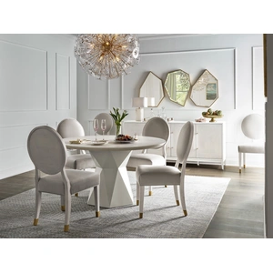 Universal Furniture Love Joy Bliss Oval Fabric/Wood Side Chair in Diamond Velvet Pearl (Set of 2)