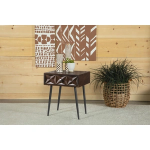 Coaster Ezra Rectangular 1-drawer Wood/ Metal Accent Cabinet, Dark Coffee Brown