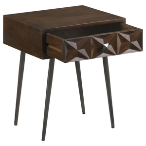 Coaster Ezra Rectangular 1-drawer Wood/ Metal Accent Cabinet, Dark Coffee Brown