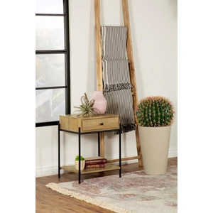 Coaster Declan 1-Drawer Accent Table with Open Shelf, Natural Mango/Black