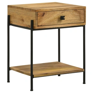 Coaster Declan 1-Drawer Accent Table with Open Shelf, Natural Mango/Black